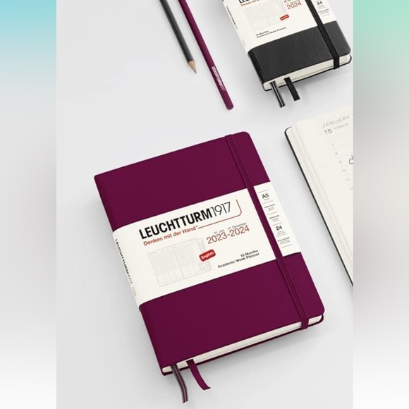 Leuchtturm 1917 2023-2024 A5 Academic Weekly Planner bullet journal NWT Port Red - Picture 9 of 9